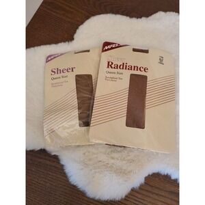 Lot of 2 Sheer Radiance Control Top Pantyhose AAfes Brand Size Q/02 Beige Sealed
